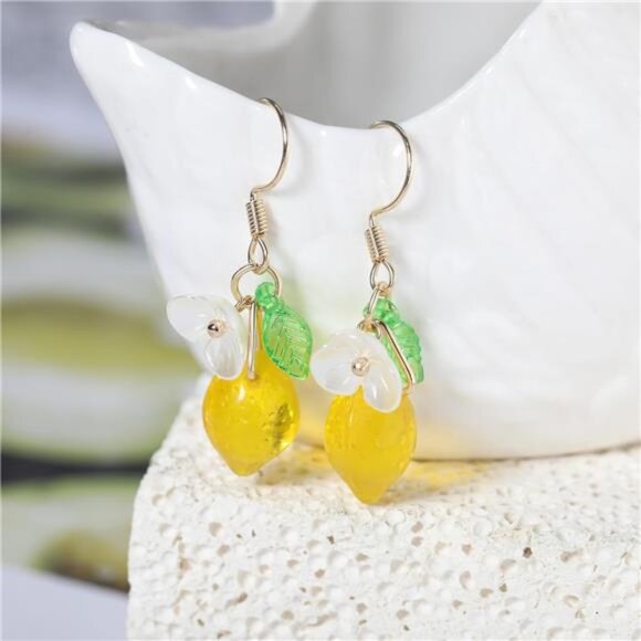 Fresh Lemon Earrings | Unique Fruit-Inspired Design - Picture 5 of 7